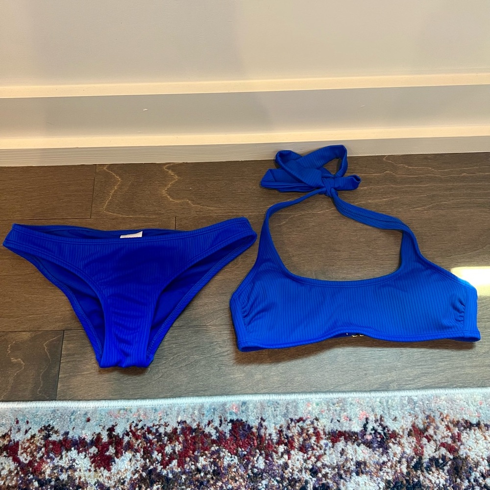 Xhilaration Royal Blue ribbed Bikini Set Small